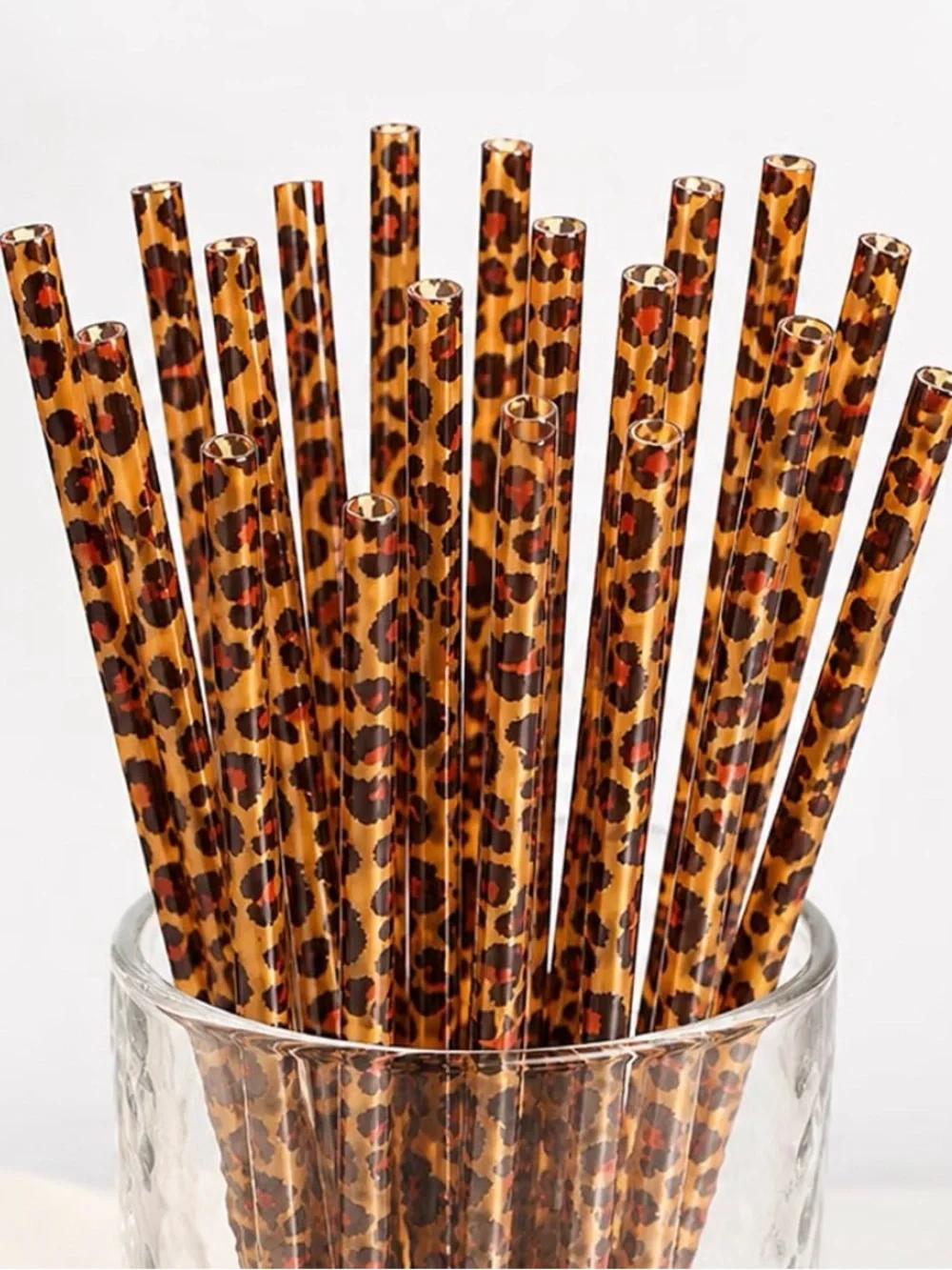 Leopard Print Party Straws - Brown Animal Print Paper Straws